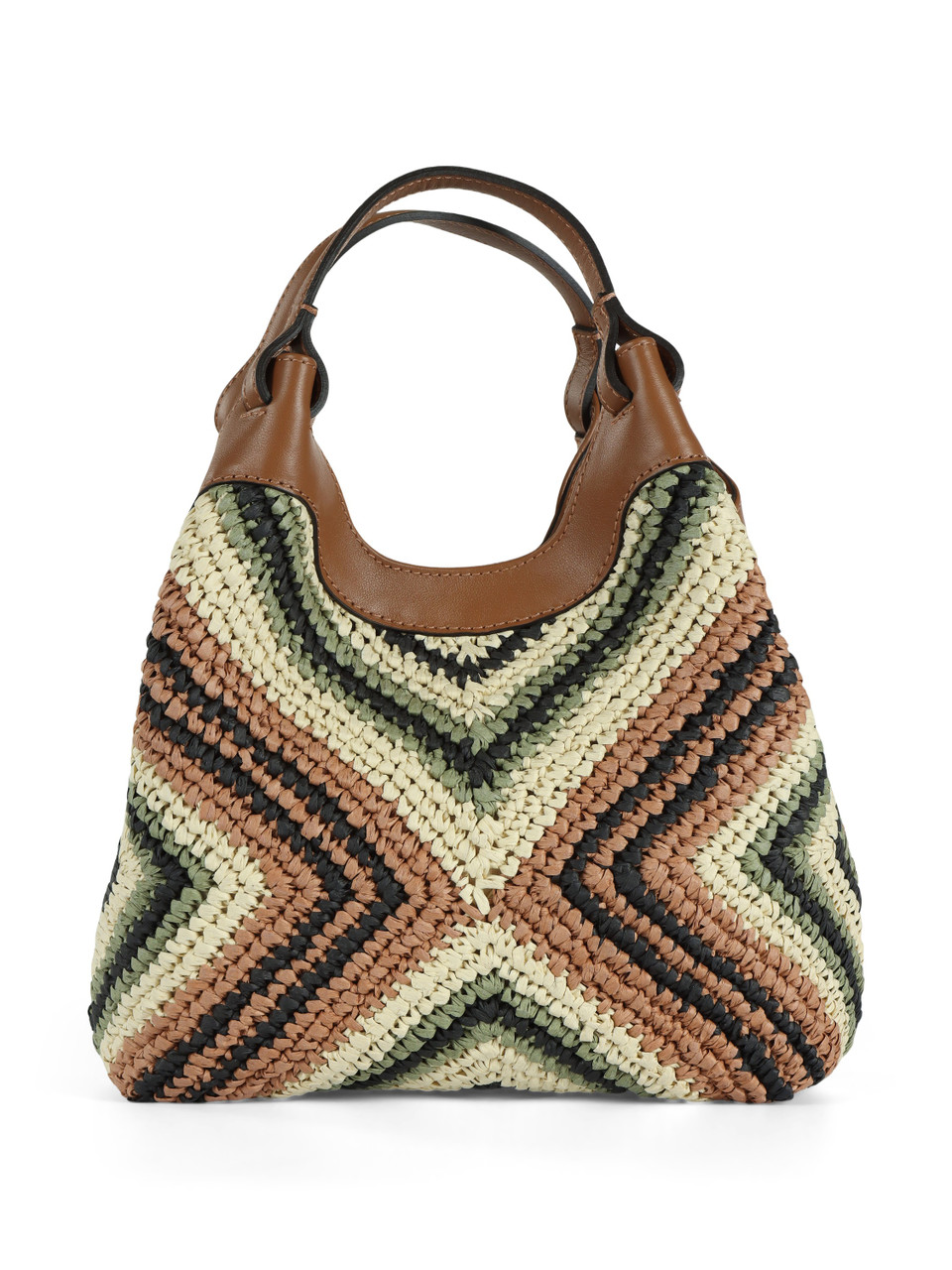 HELLBRAUN | DUA Small Handtasche aus Stroh und Leder