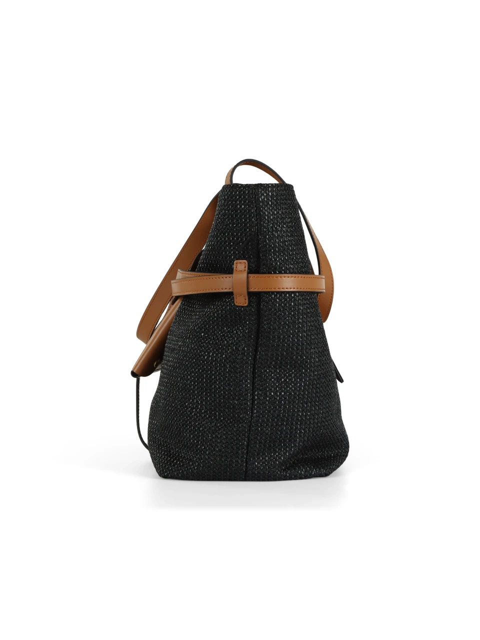 NERO | Borsa shopping in paglia e pelle BELTY