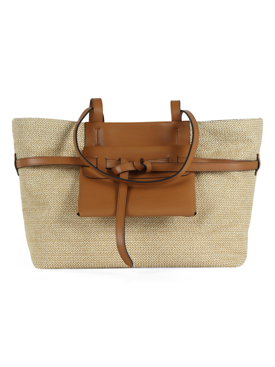 BEIGE | BELTY Einkaufstasche aus Stroh und Leder
