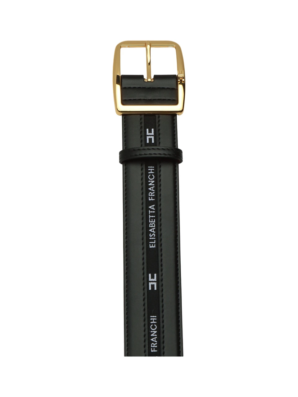 NERO | Cintura in pelle ed ecopelle con inserto stampa logo