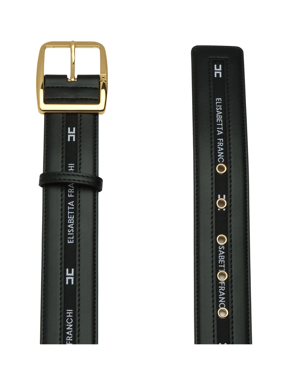 NERO | Cintura in pelle ed ecopelle con inserto stampa logo