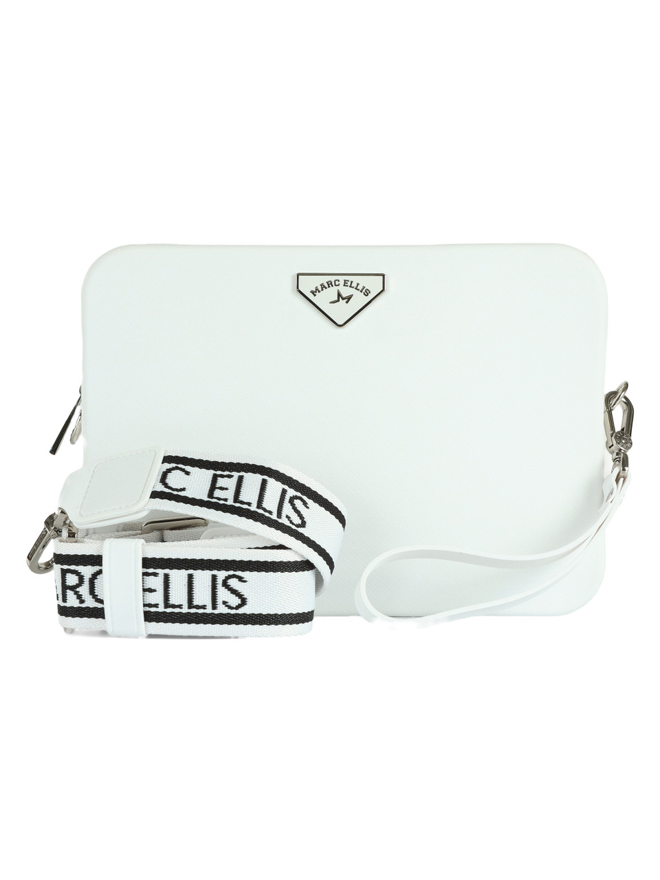 BIANCO | Borsa a mano FLAT FLOWE 26 effetto saffiano