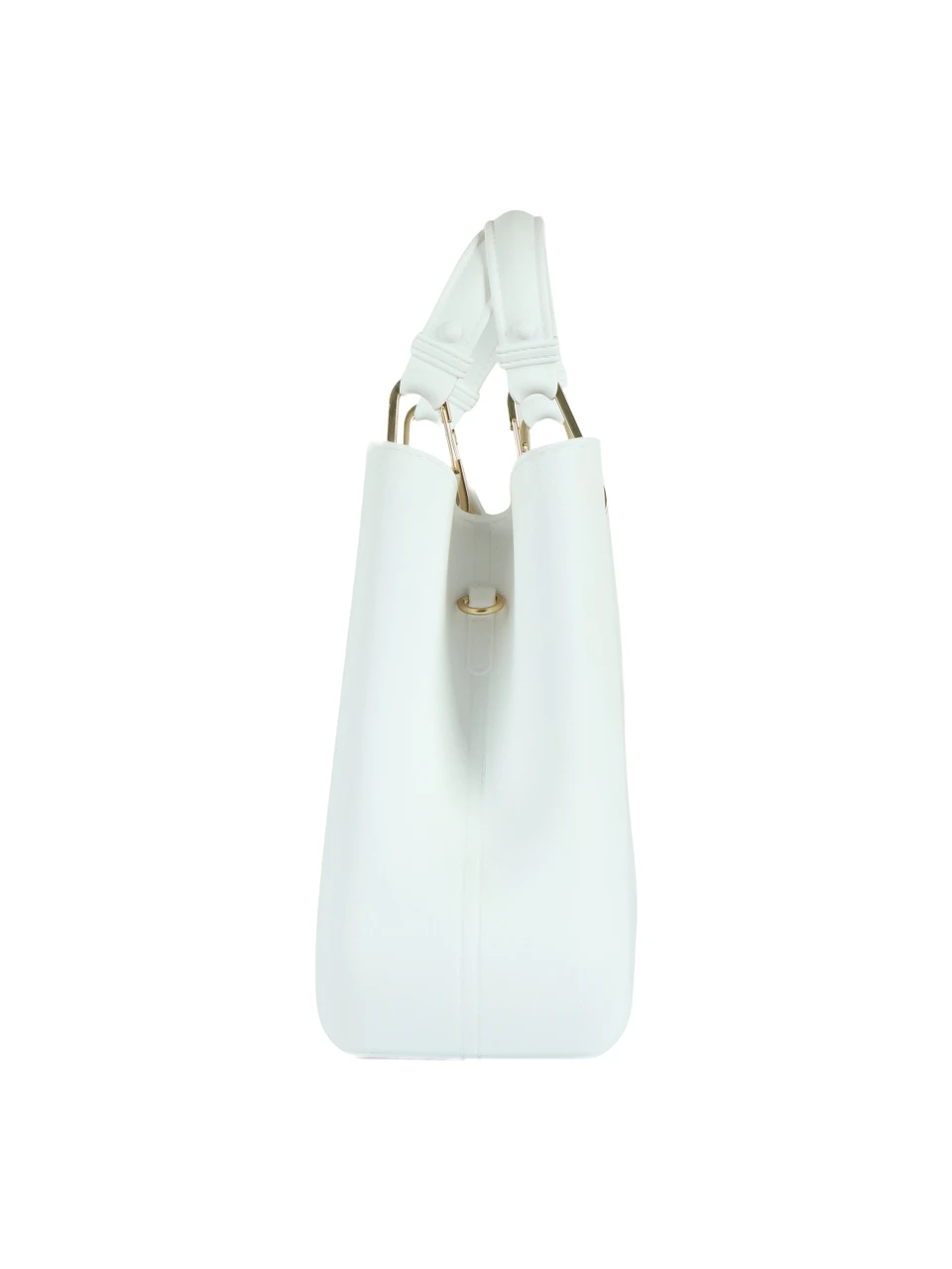 BIANCO | Borsa a mano FLAT KIRA con placca logo