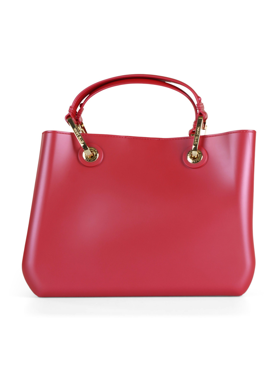 FUCSIA | Borsa a mano FLAT KIRA con placca logo