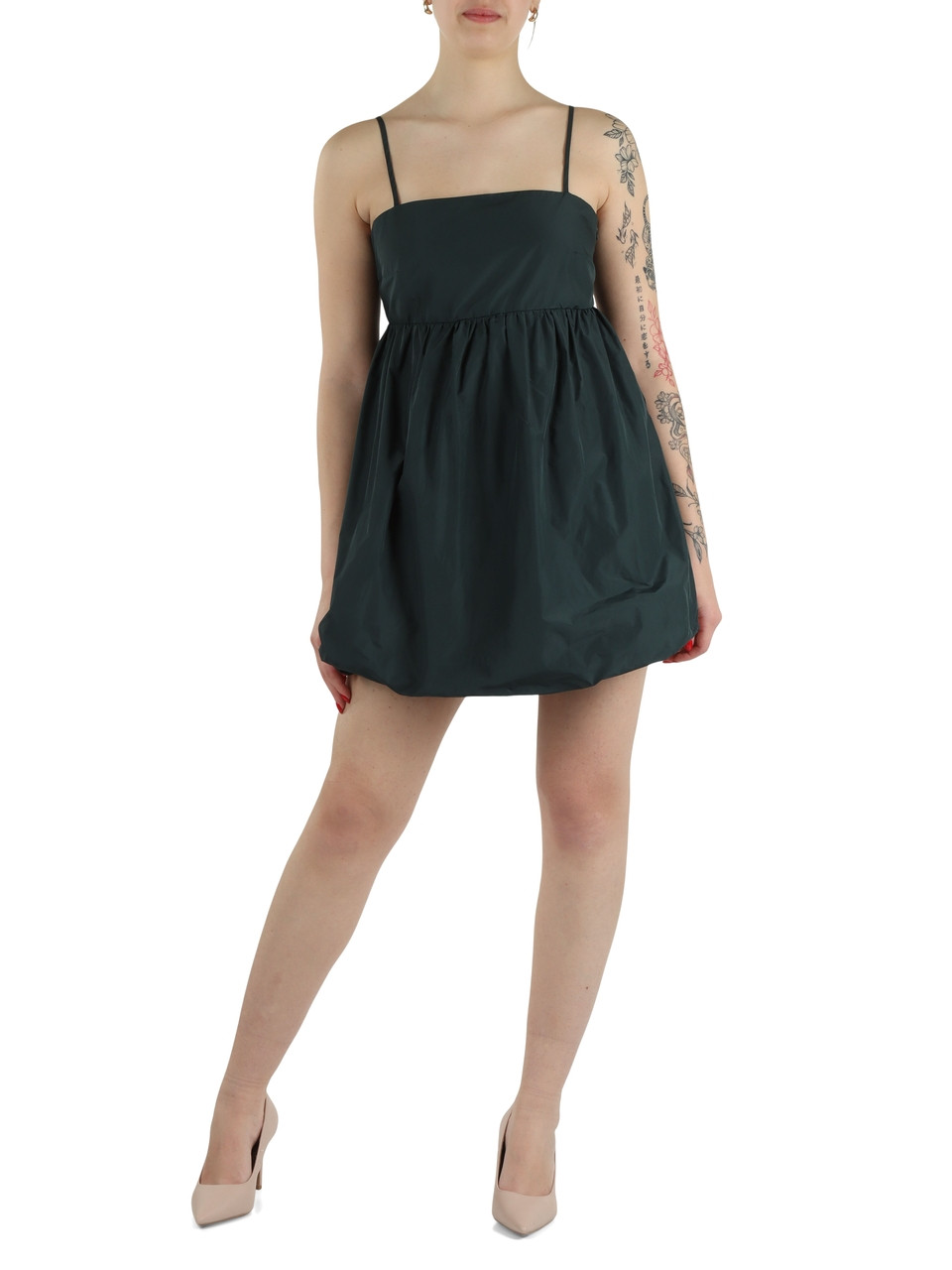 DUNKELGRÜN | Kurzes Kleid ALAMARO aus Taft