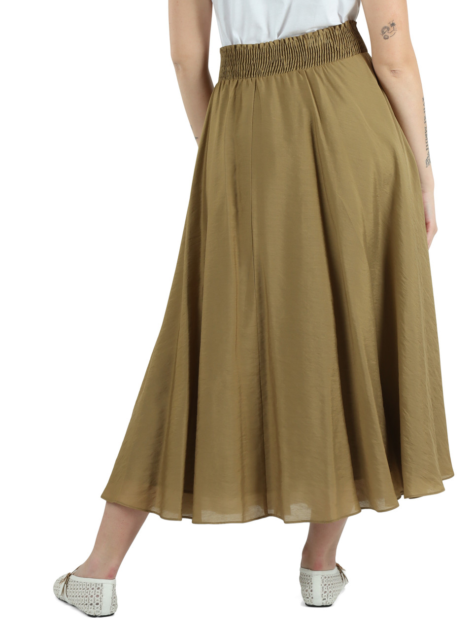 KAKI | Gonna midi ORARIO in tessuto fluido