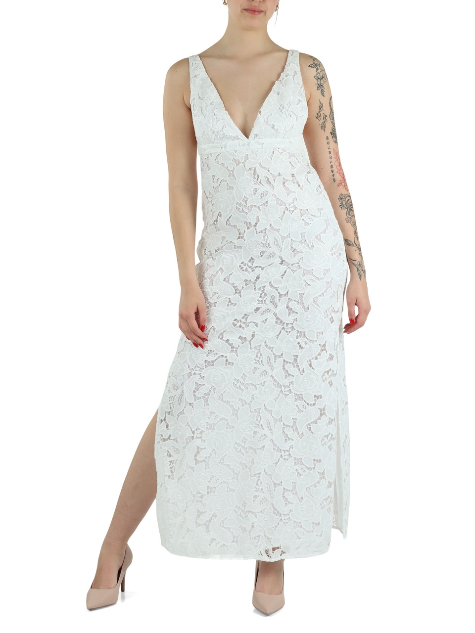 WEISS | Langes Spitzenkleid