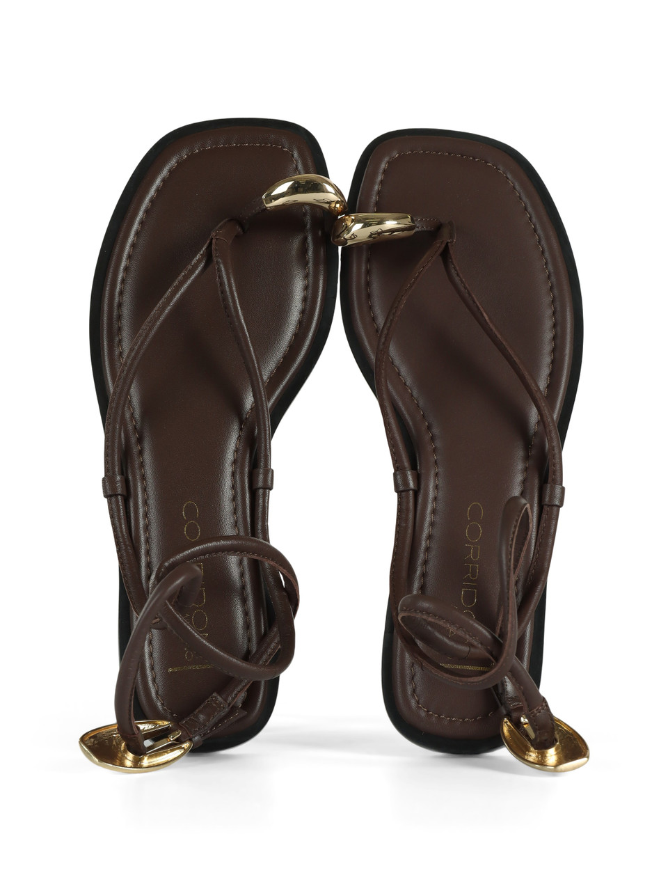 MARRONE | Sandali infradito in pelle 8576