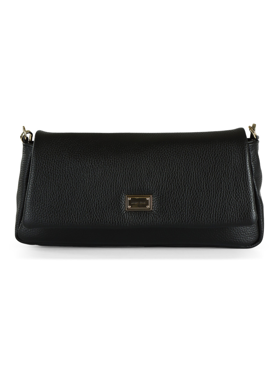 SCHWARZ | VIRGINIA PLATE Medium Tasche aus genarbtem Leder