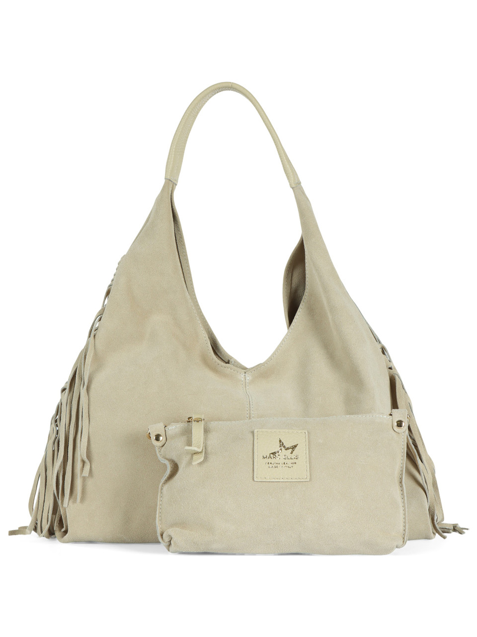 BEIGE | Borsa a spalla in suede REANNA CM FR Small