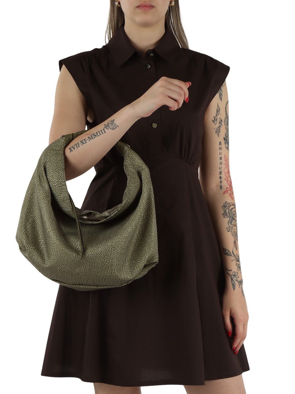GRÜN | PLIE Hobo Medium Tasche aus OP-Stoff