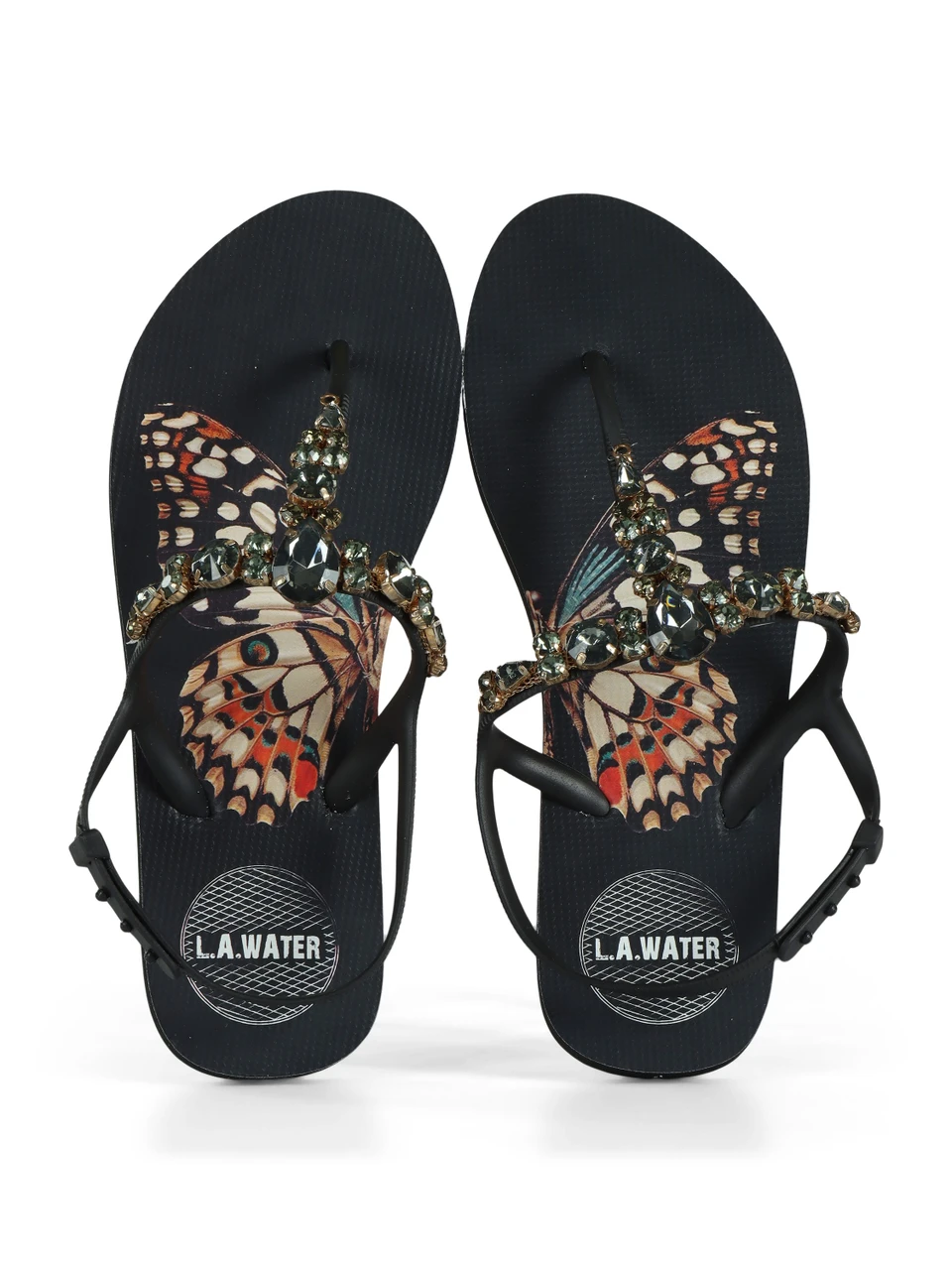 NERO | Sandali in gomma con pietre decorative