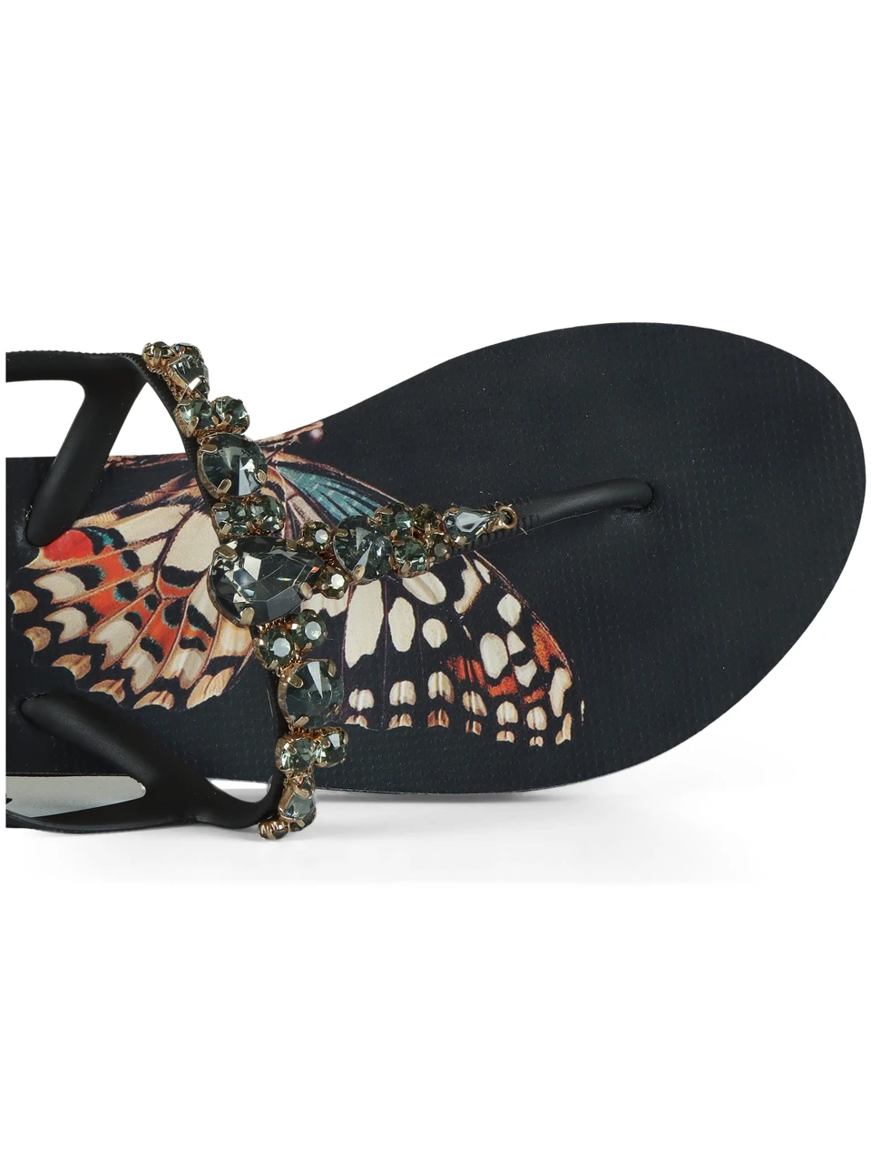 NERO | Sandali in gomma con pietre decorative