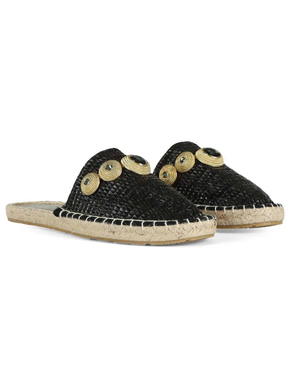 NERO | Ciabattina espadrillas in rafia