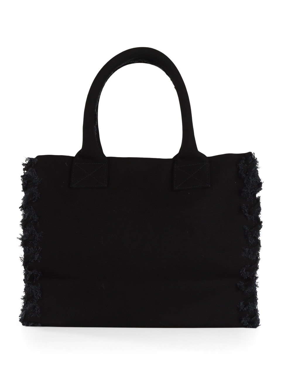 NERO | Borsa BEACH SHOPPER in canvas con ricamo logo