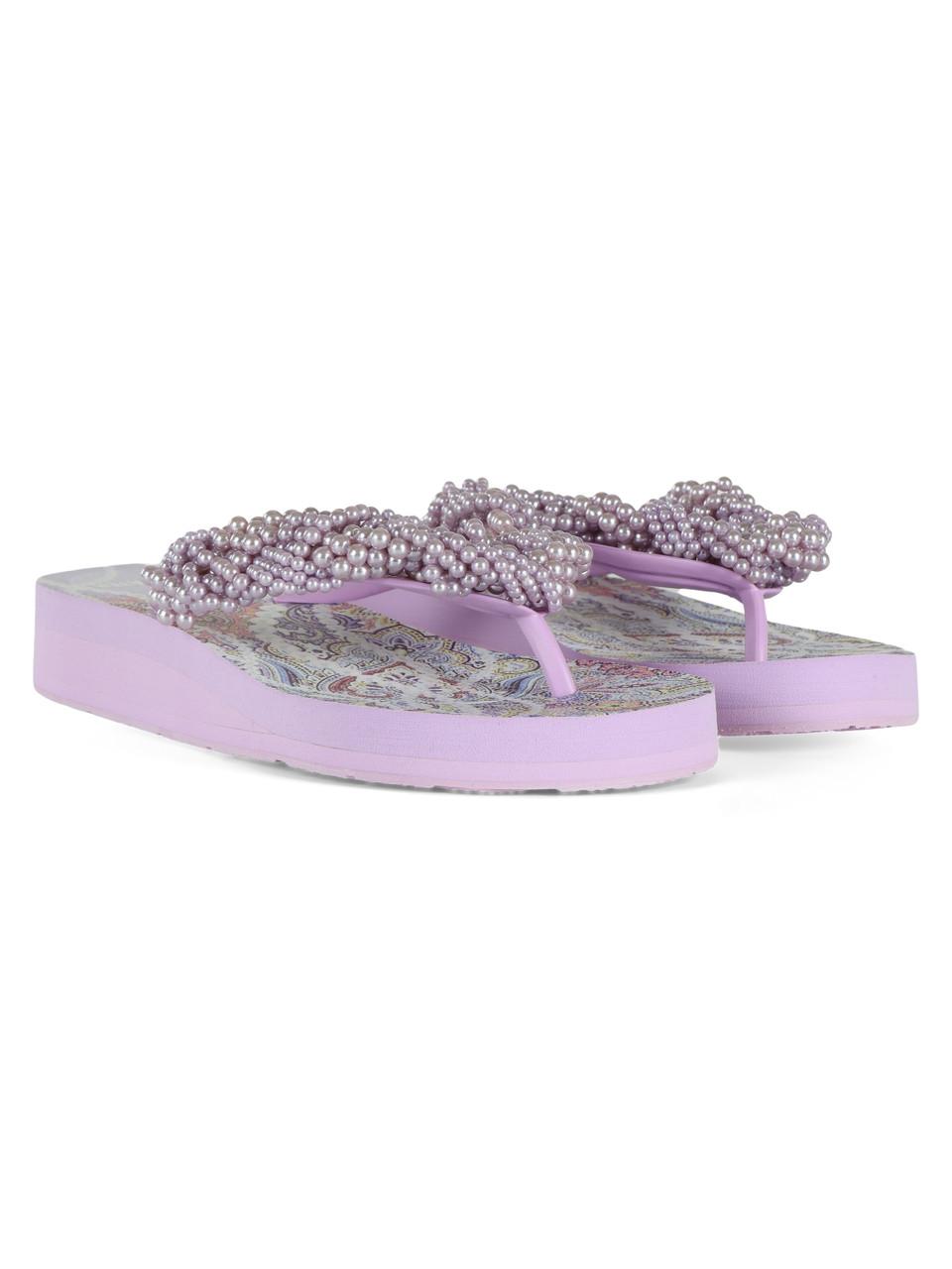 VIOLA CHIARO | Infradito platform in gomma con perline