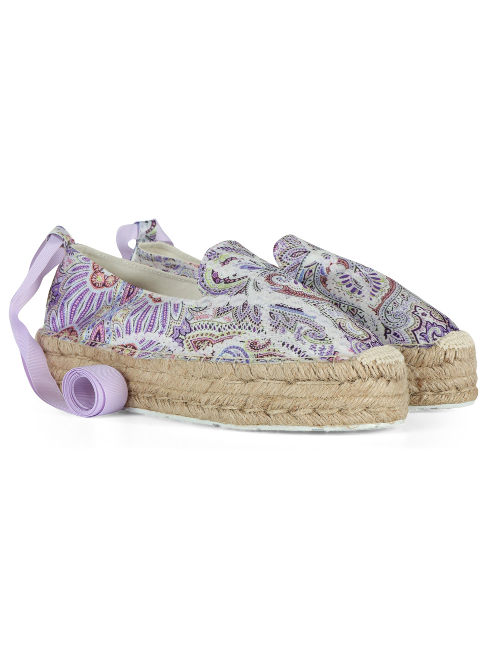 VIOLA CHIARO | Espadrillas platform in satin stampato