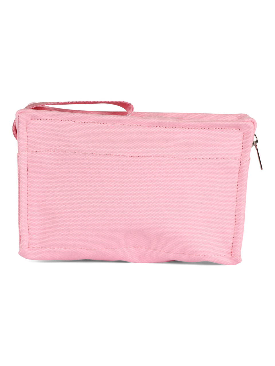 ROSA | BEACH: Beauty case in canvas con stampa logo glitterata