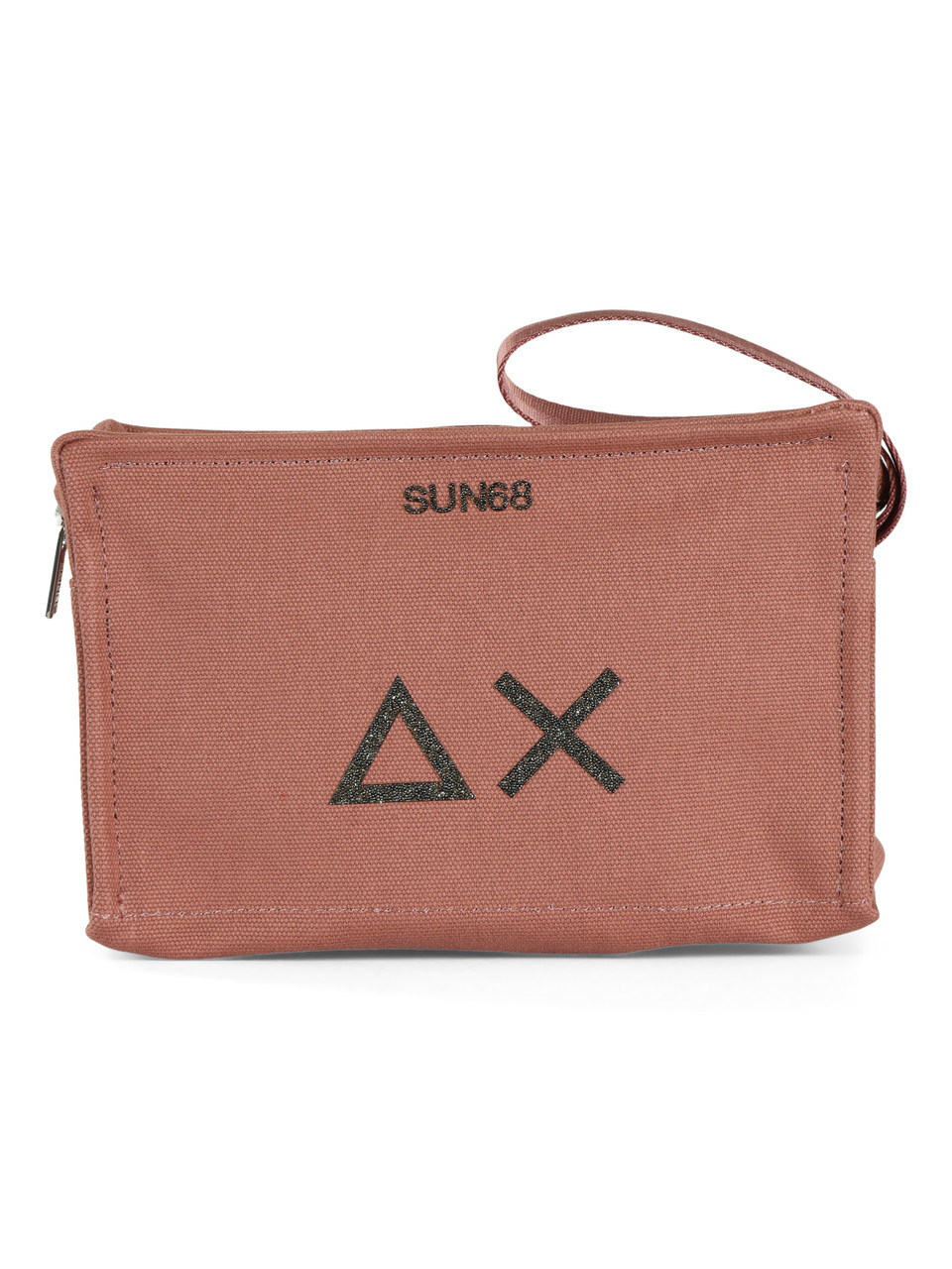 MARRONE CHIARO | BEACH: Beauty case in canvas con stampa logo glitterata