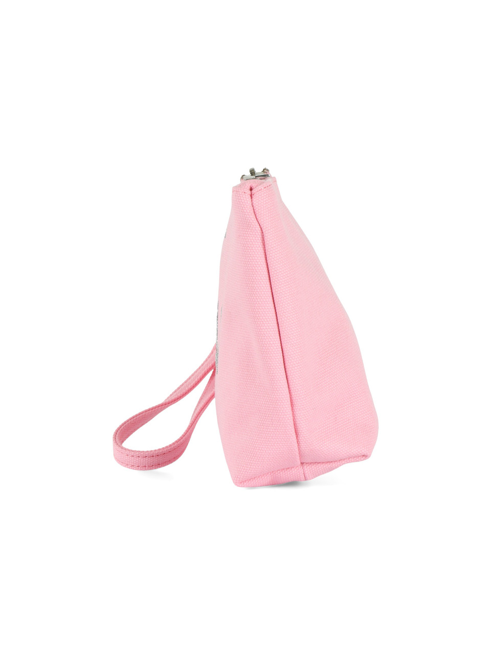 ROSA | BEACH: Mini pochette in canvas con stampa logo glitterata