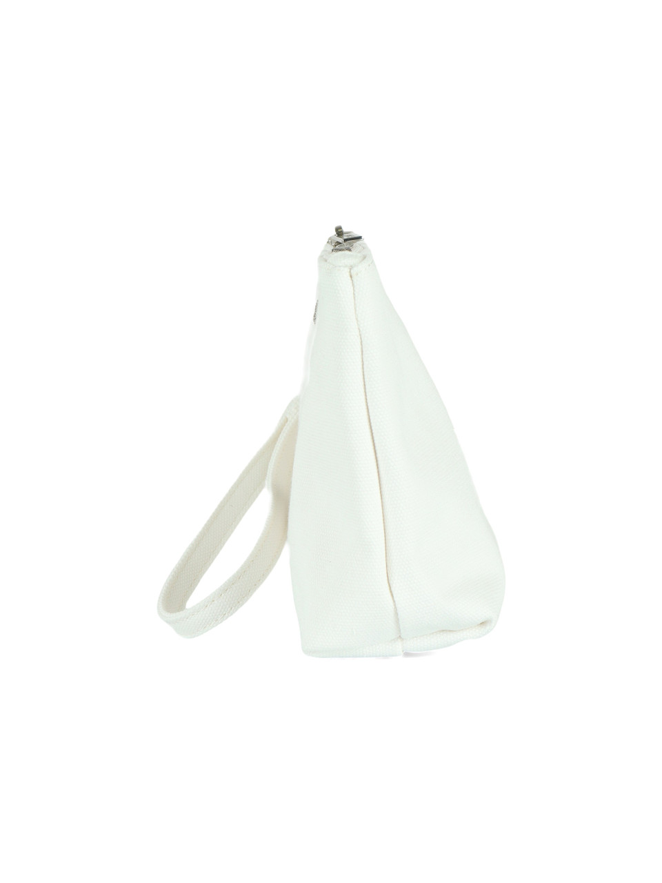 BIANCO | BEACH: Mini pochette in canvas con stampa logo glitterata