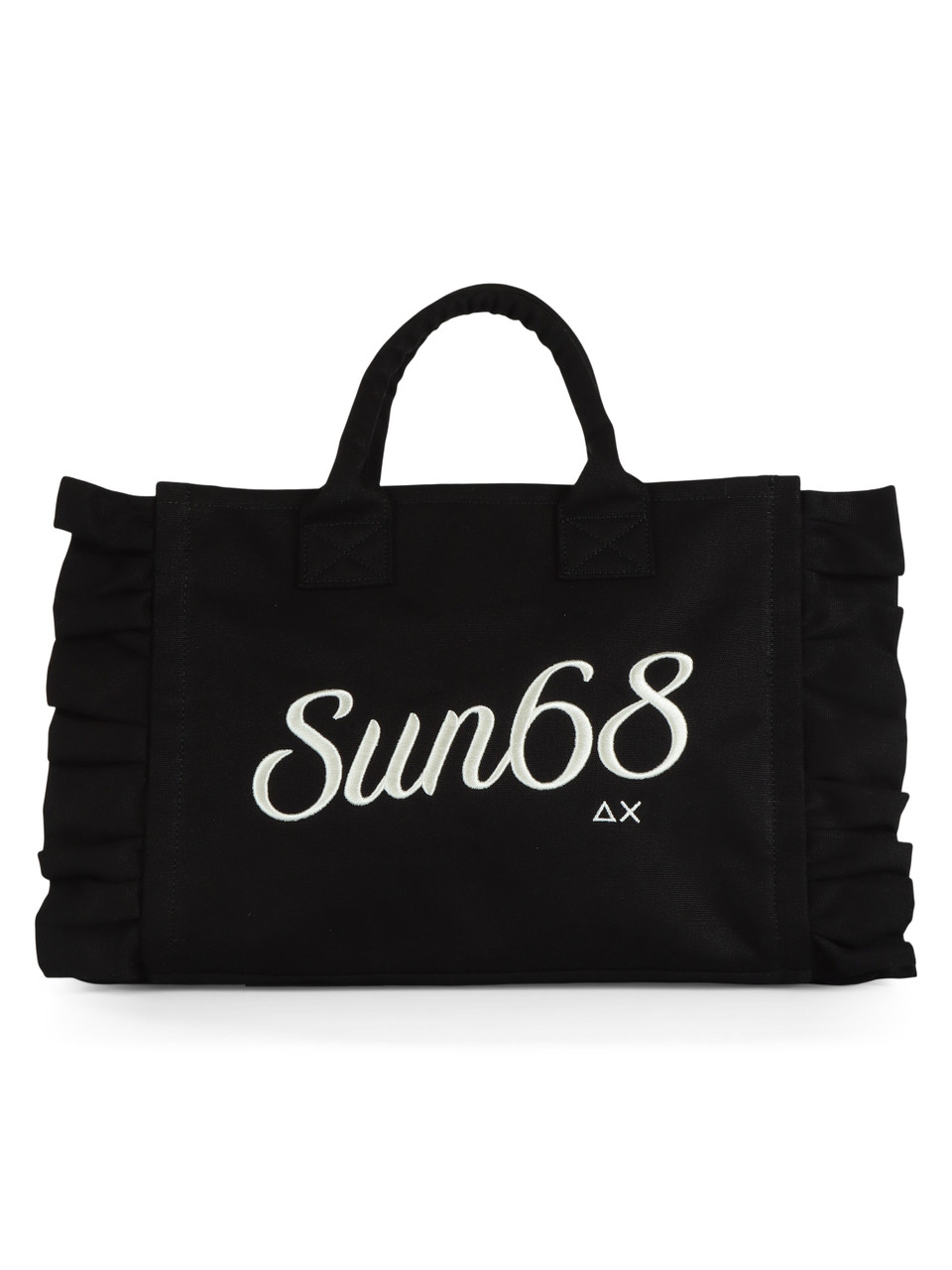 NERO | BEACH: Borsa shopping CALI Midi in canvas con rouches