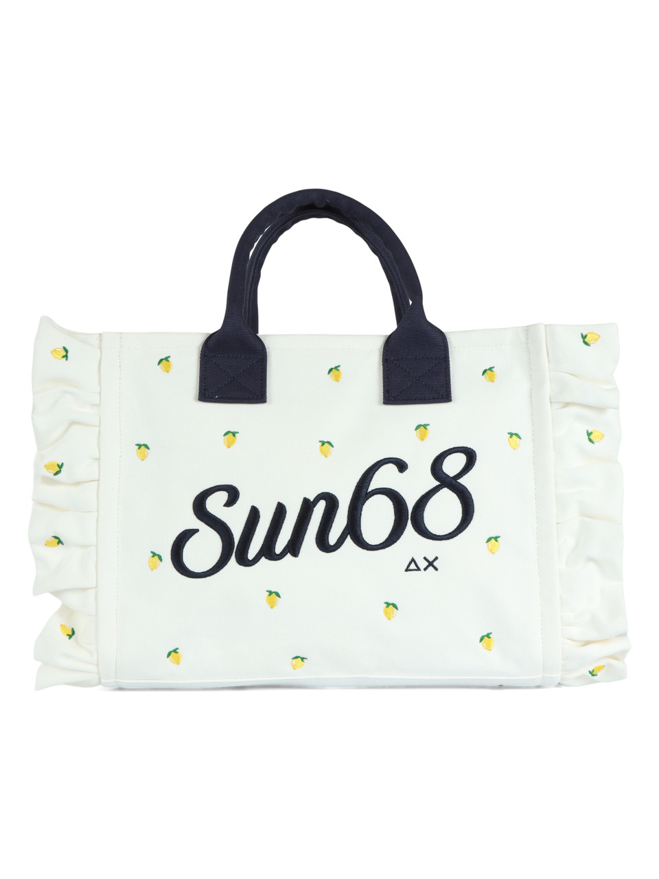 BIANCO | BEACH: Borsa shopping CALI Midi in canvas con rouches