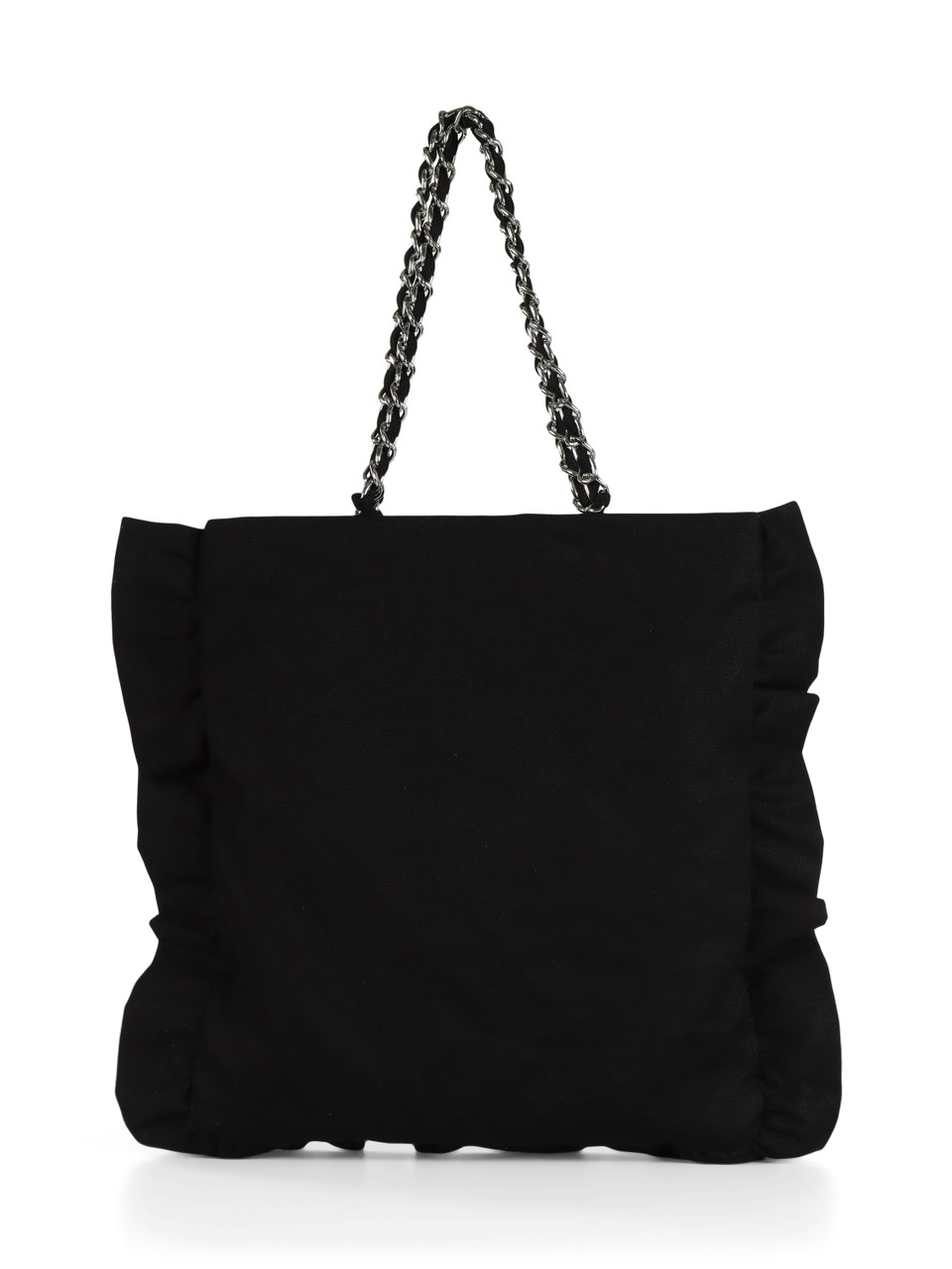 NERO | BEACH: Borsa shopper in canvas con rouches