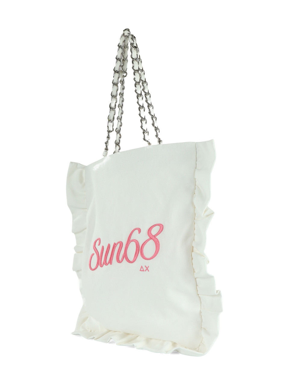 BIANCO | BEACH: Borsa shopper in canvas con rouches