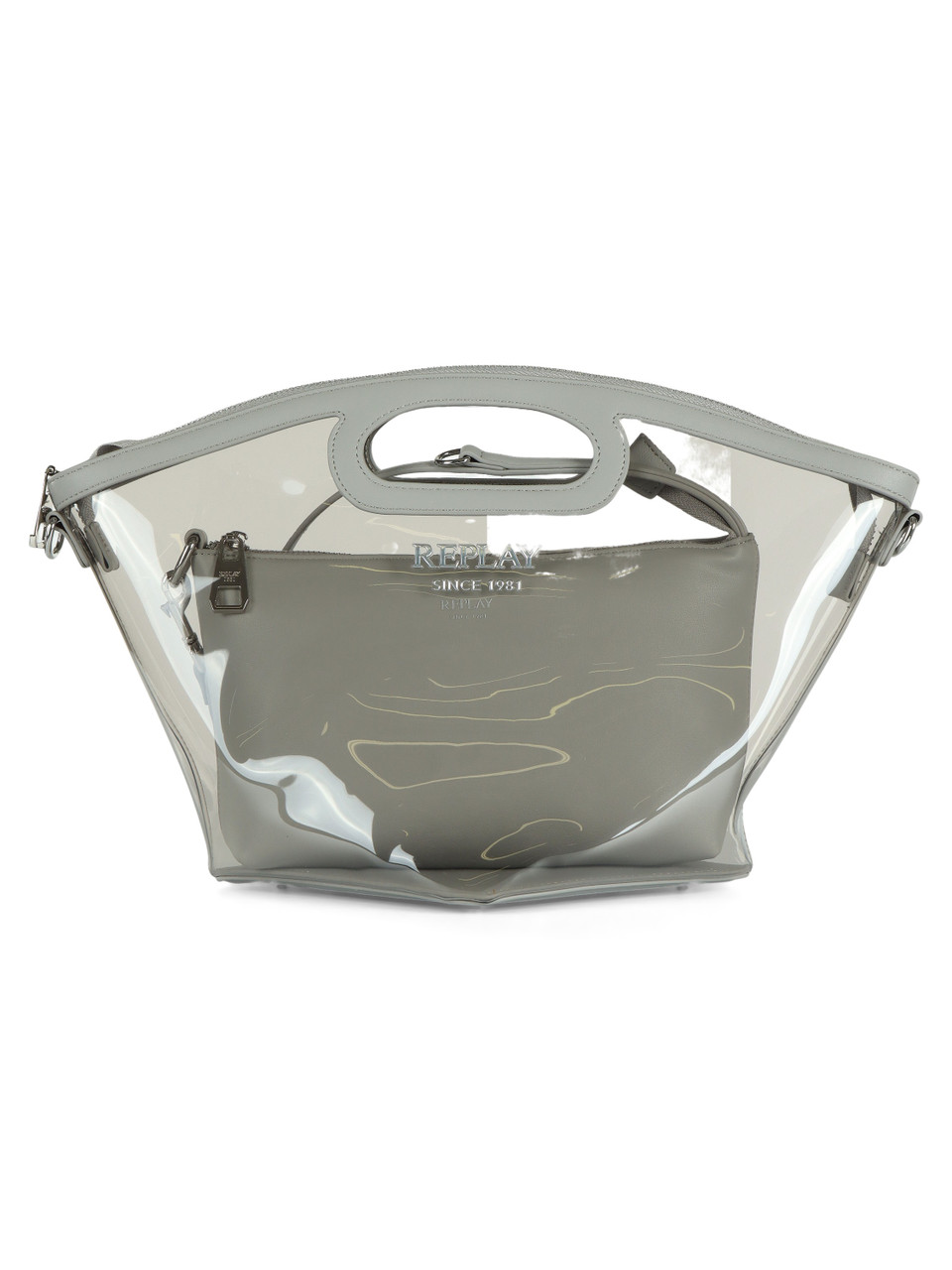 GRIGIO | Borsa a mano trasparente con seconda borsa interna