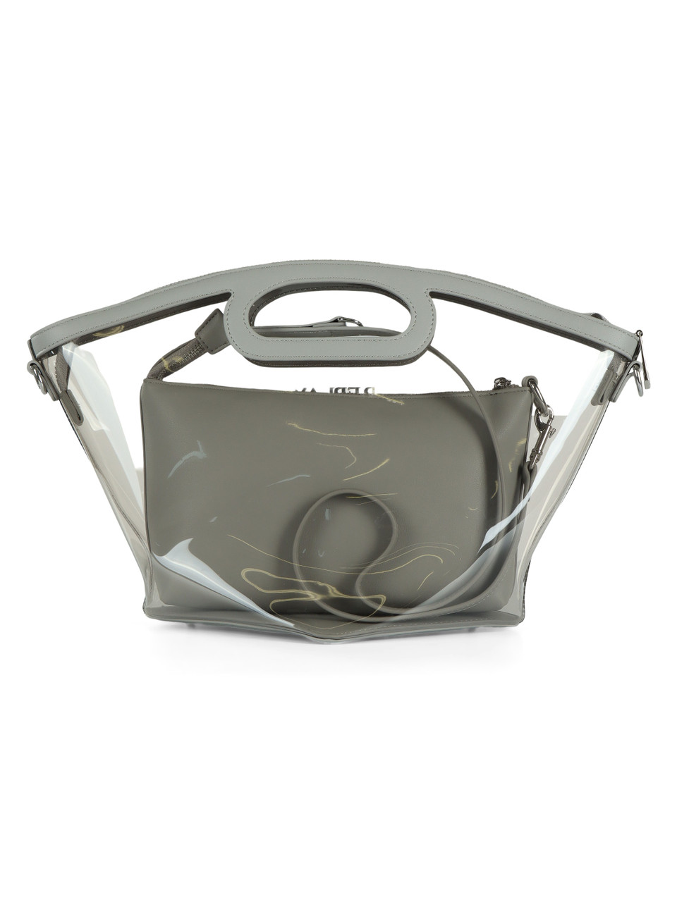 GRIGIO | Borsa a mano trasparente con seconda borsa interna
