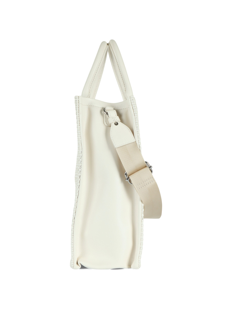PANNA | Borsa shopping in ecopelle intrecciata con placca logo