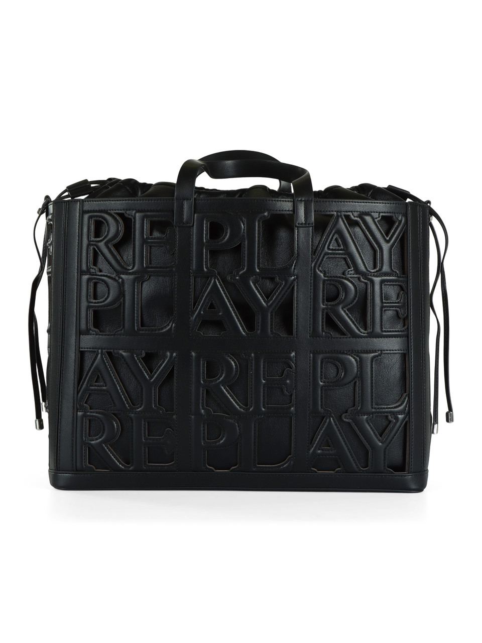 SCHWARZ | Shopper-Tasche mit Schriftzug und zweite Tasche innen
