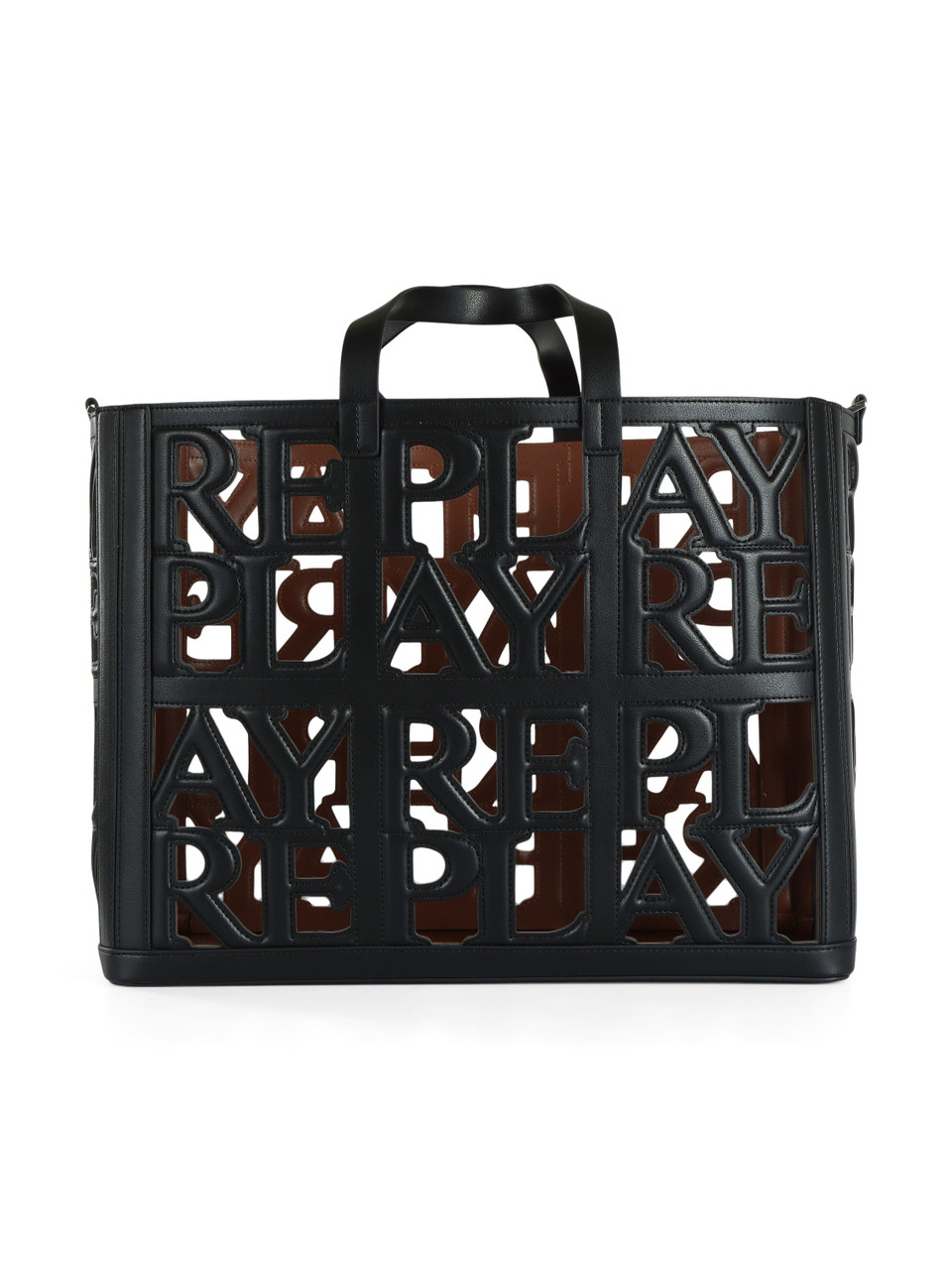 NERO | Borsa shopping con lettering e seconda borsa all'interno