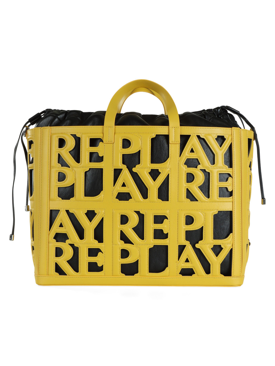 GELB | Shopper-Tasche mit Schriftzug und zweite Tasche innen