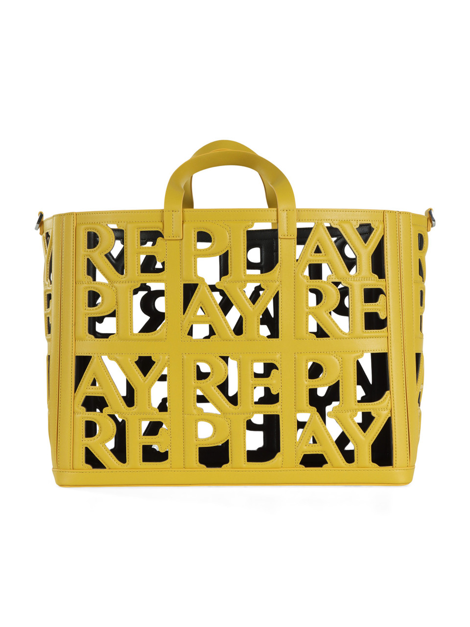 GELB | Shopper-Tasche mit Schriftzug und zweite Tasche innen