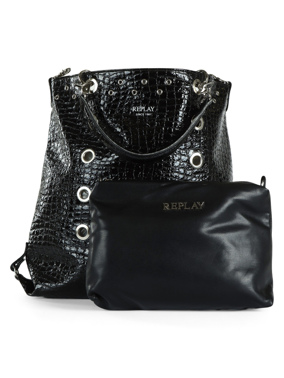 SCHWARZ | Wendbare Handtasche mit Innentasche
