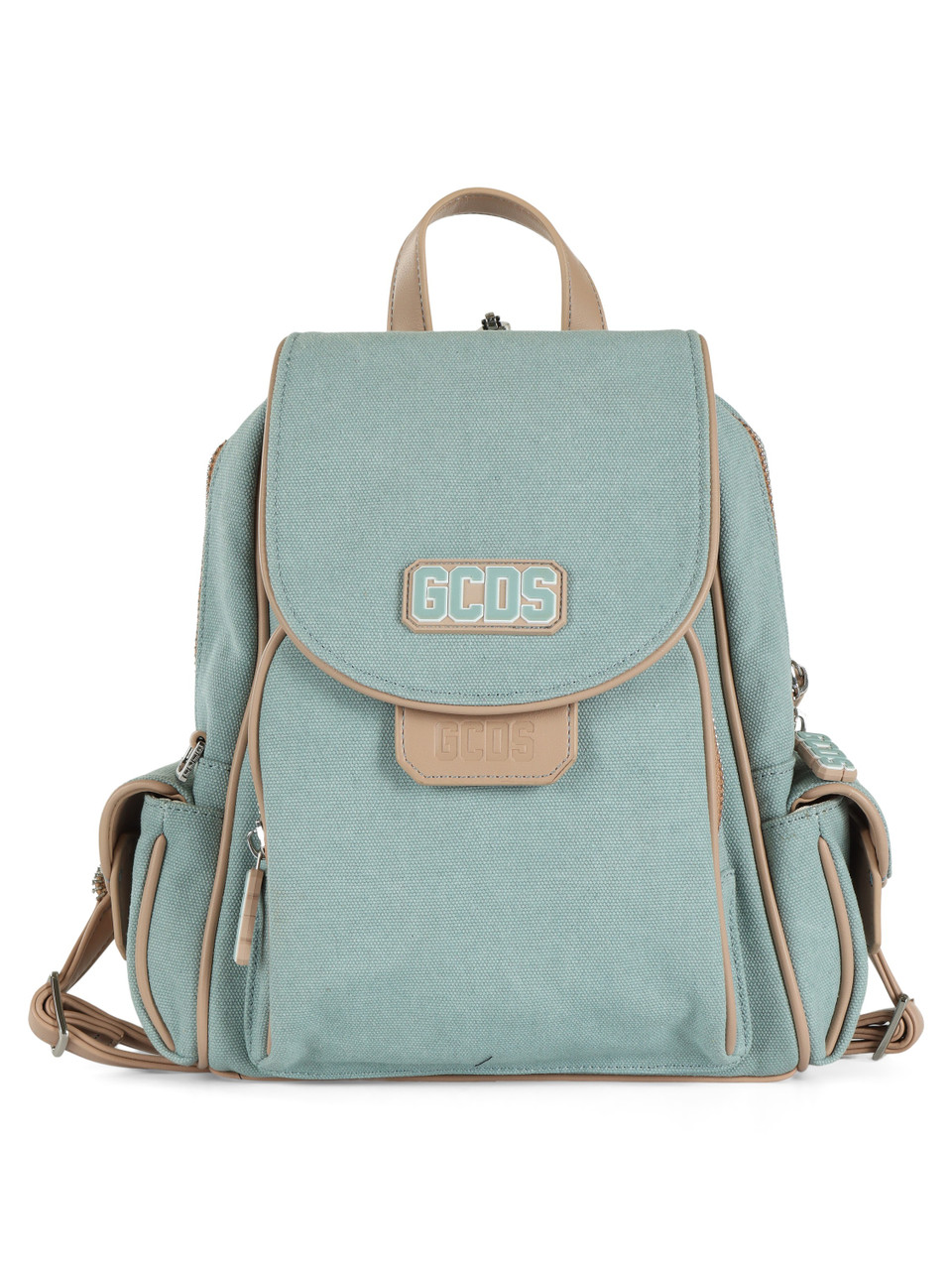 AZZURRO | Zaino in canvas con patch log e dettagli a contrasto