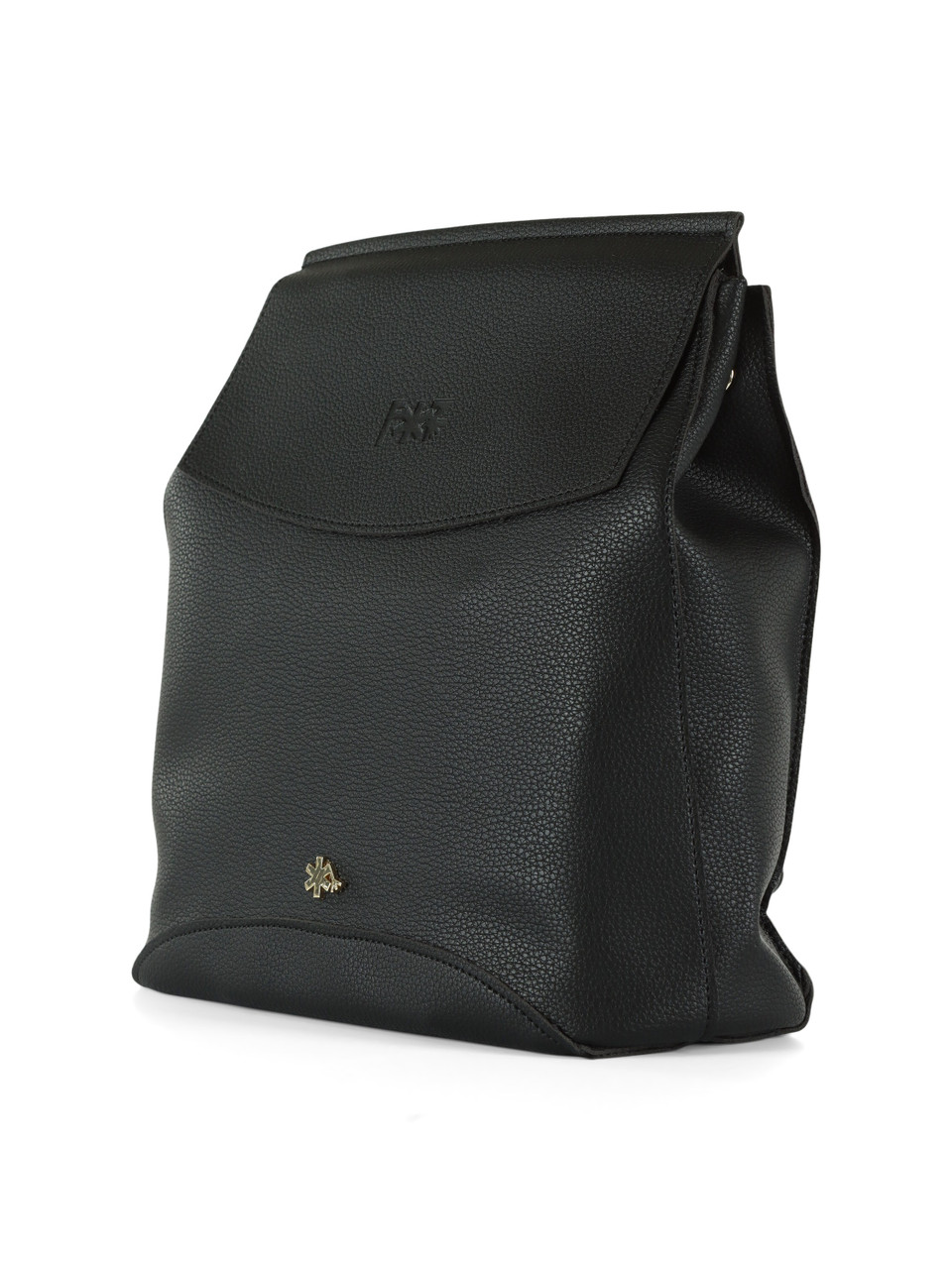 SCHWARZ | Gehämmerter Rucksack mit Logo-Plakette