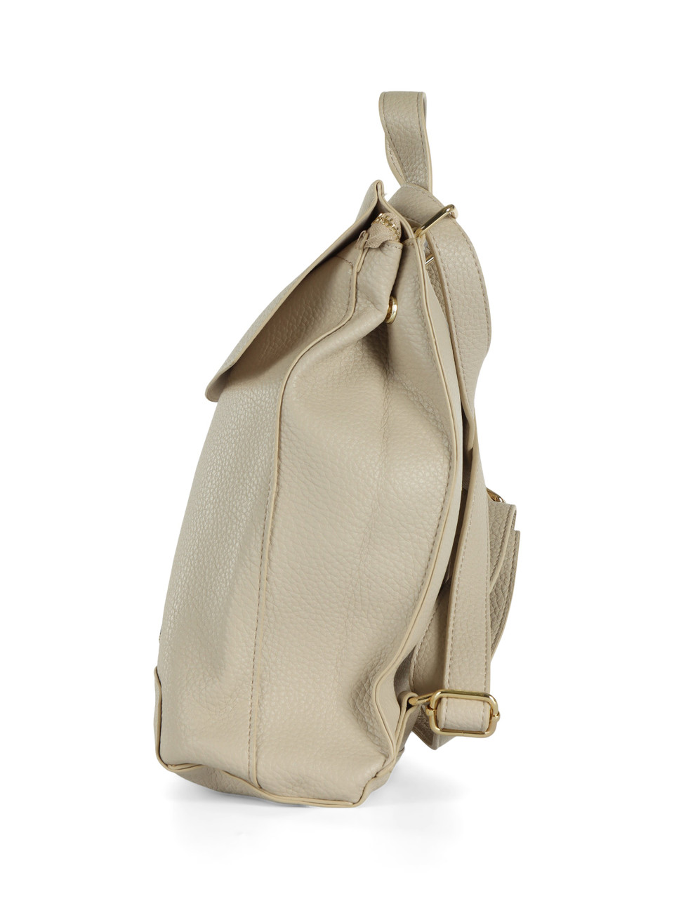 BEIGE | Zaino effetto martellato con placca logo