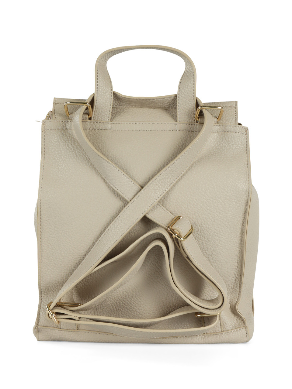 BEIGE | Gehämmerter Rucksack mit Logo-Plakette