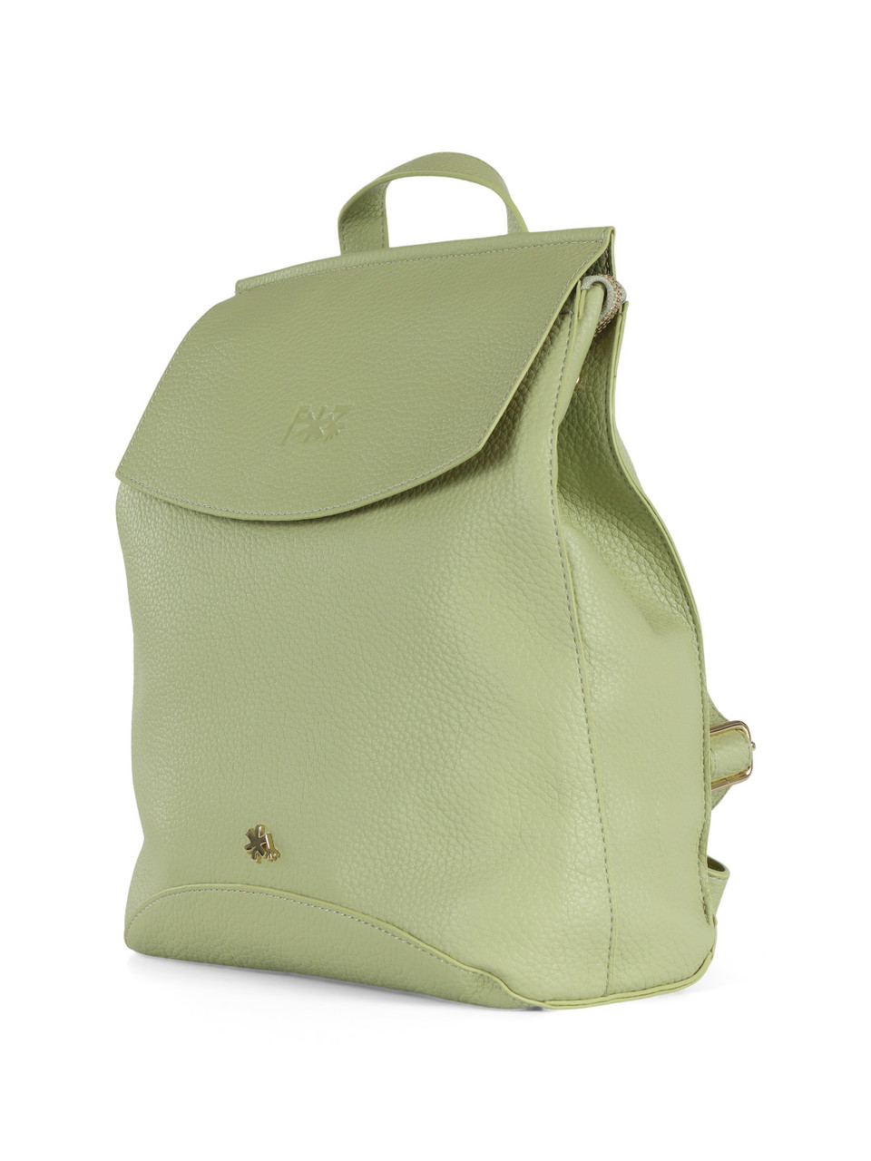 HELLGRÜN | Gehämmerter Rucksack mit Logo-Plakette