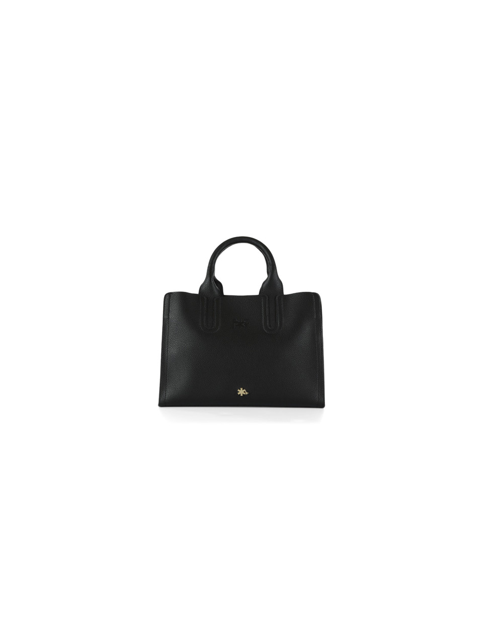 NERO | Borsa a mano media effetto martellato con logo impresso