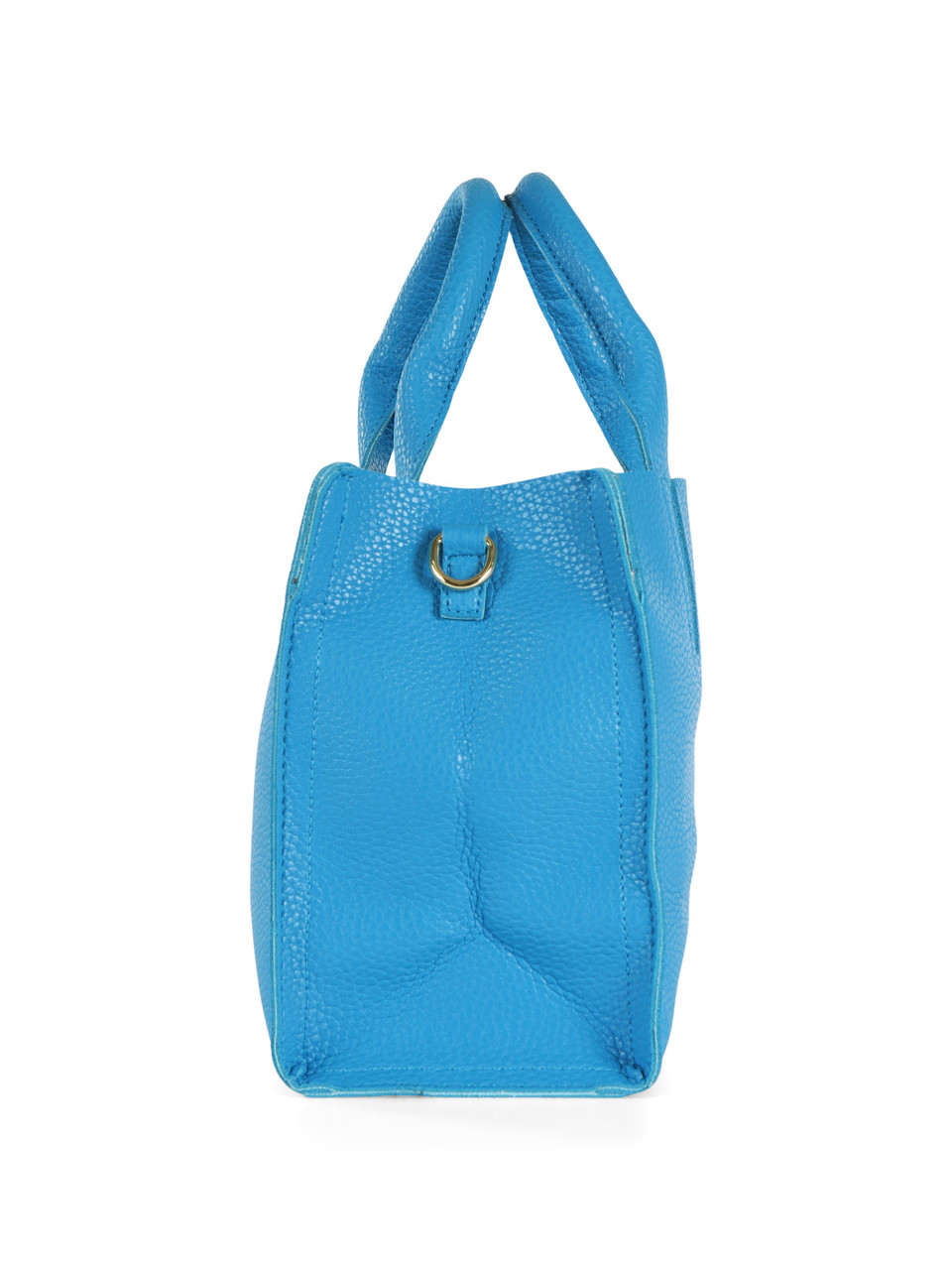 HELLBLAU | Mittelgroße Handtasche in gehämmerter Optik mit geprägtem Logo