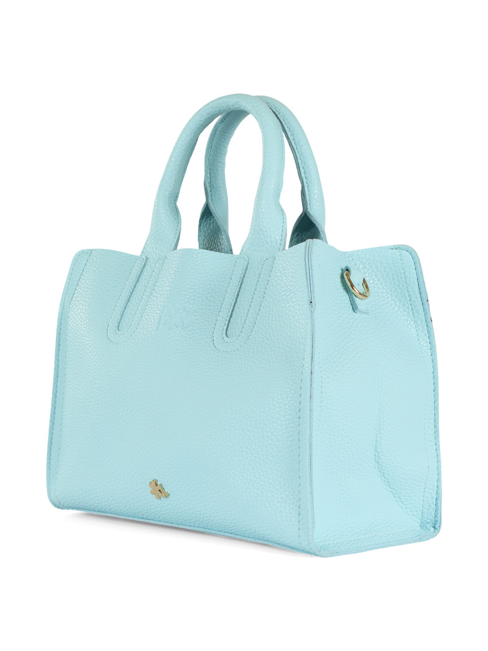 HIMMELBLAU | Mittelgroße Handtasche in gehämmerter Optik mit geprägtem Logo