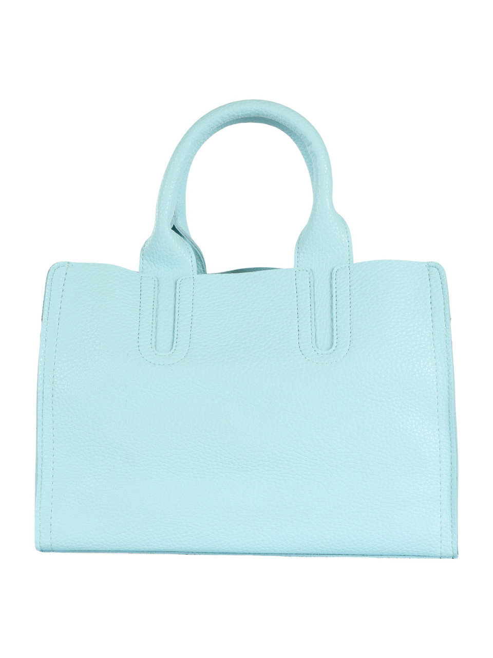 HIMMELBLAU | Mittelgroße Handtasche in gehämmerter Optik mit geprägtem Logo