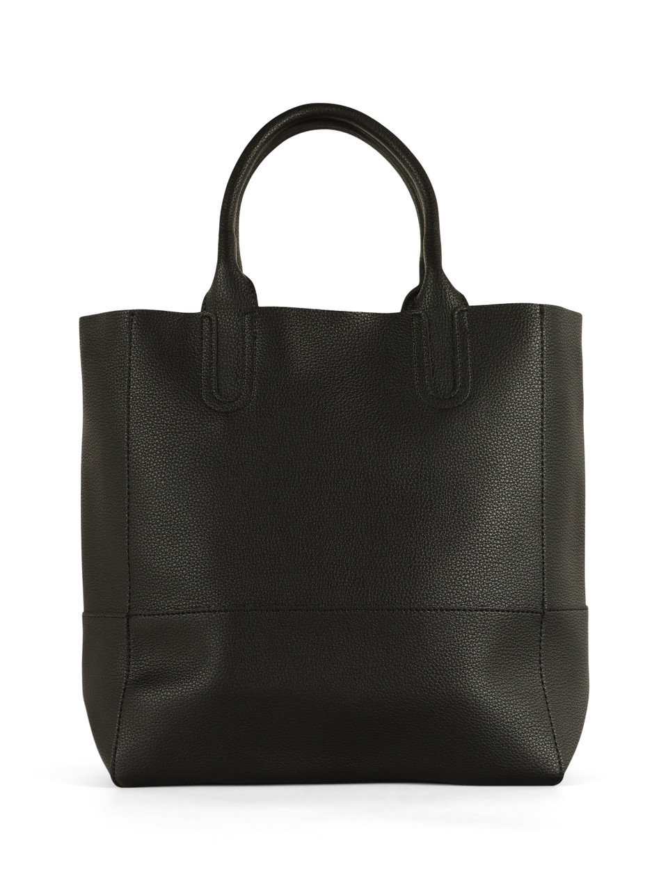 SCHWARZ | Mittlere Shopper-Tasche in gehämmertem Effekt