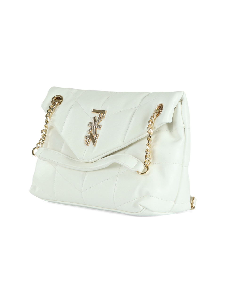 BIANCO | Borsa a spalla trapuntata con placca logo