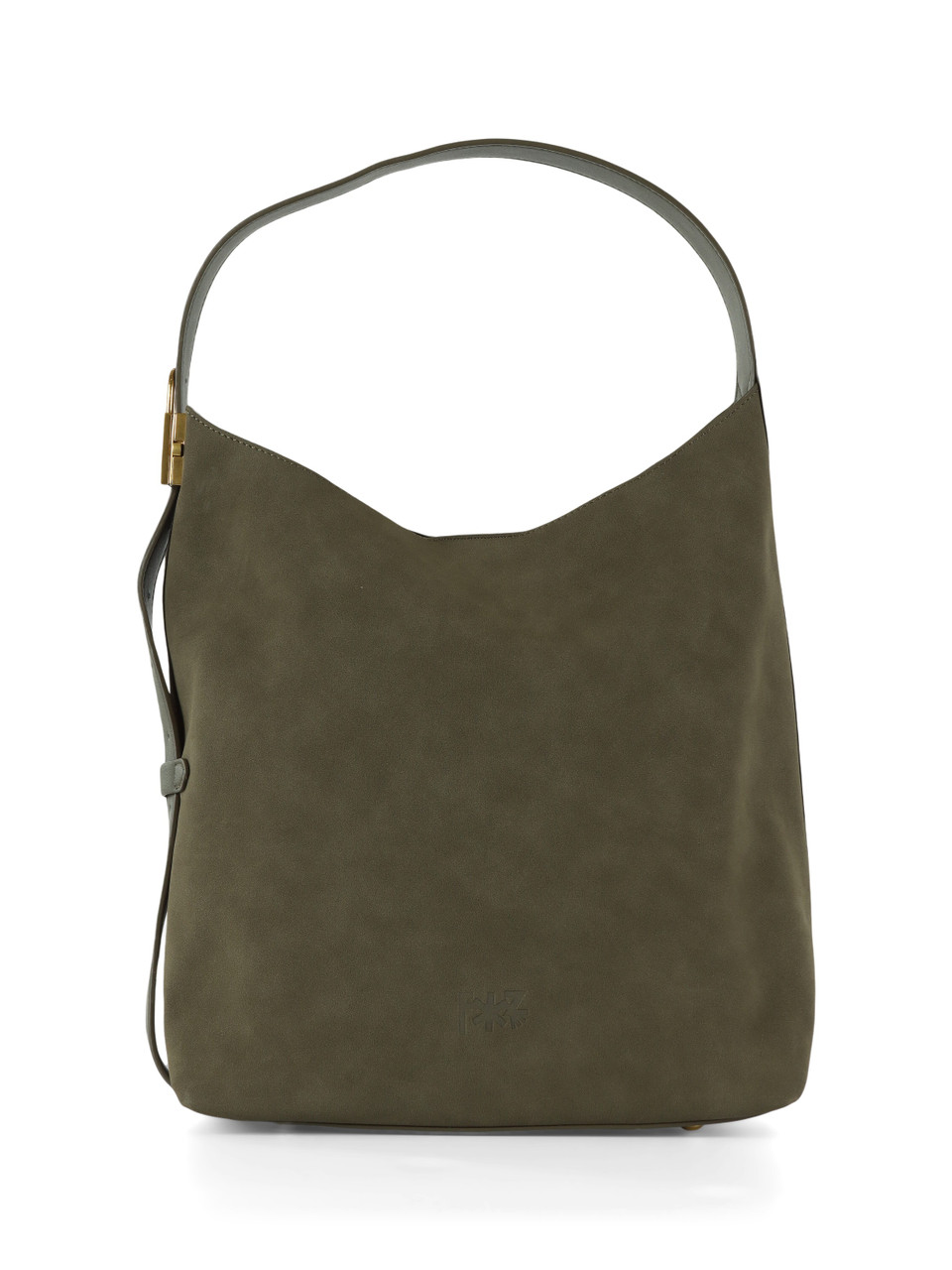 VERDE MILITARE | Borsa a spalla in effetto suede con logo impresso