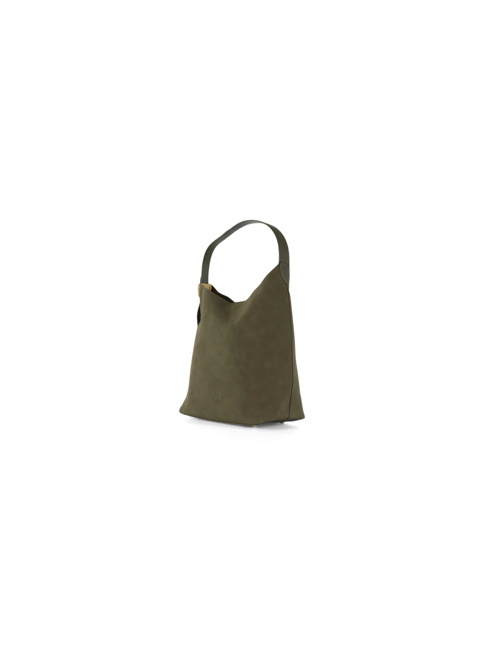 VERDE MILITARE | Borsa a spalla in effetto suede con logo impresso
